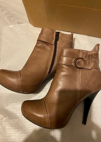 Gön deri kahverengi sivri topuklu bot 39 - Görsel 5