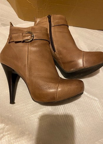 Gön deri kahverengi sivri topuklu bot 39 - Görsel 4