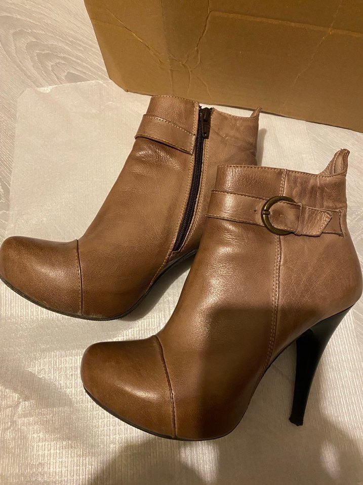 Gön deri kahverengi sivri topuklu bot 39 - Görsel 5