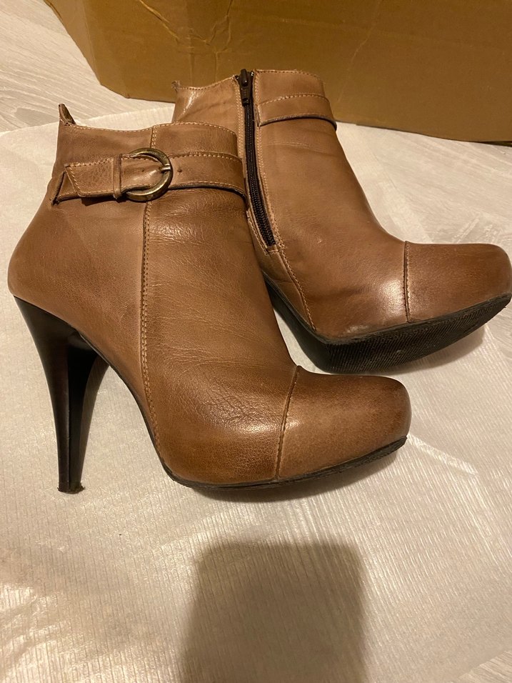 Gön deri kahverengi sivri topuklu bot 39 - Görsel 4