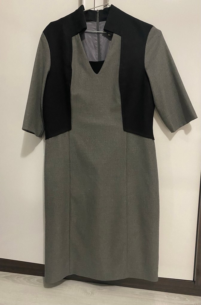 İpekyol zayıf gösteren V Yaka Gri Midi Ofis Elbisesi - Görsel 2