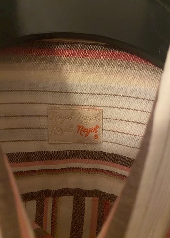 Neyir Çizgili Bej Erkek Gömlek. S beden - Görsel 4