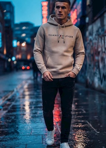 Tommy Hilfiger Bej Kapusonlu Sweatshirt