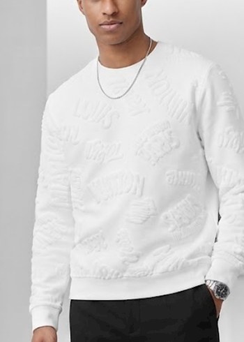 Louis Vuitton Beyaz Kabartmali Logo Sweatshirt