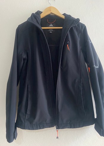 Fermuarlı Siyah Erkek outdoor polarlı mavi mont