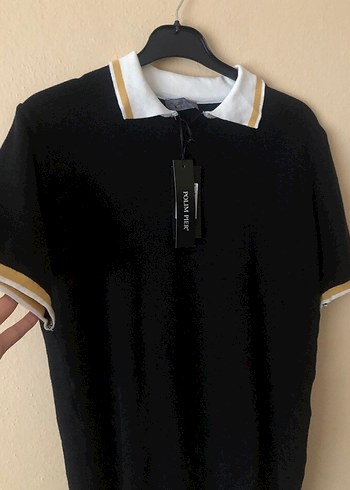Düğmeli Siyah Erkek Polo Tişört triko