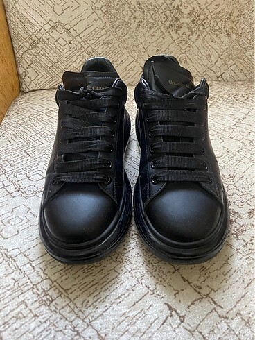 Alexander McQueen erkek siyah deri spor ayakkabı