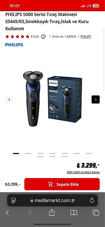 Philips series 5000 günlük sıfır sakal tıraş makinesi