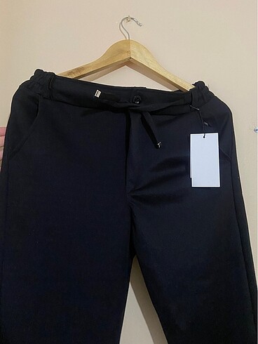 Diğer Siyah erkek jogger kumaş pantolon