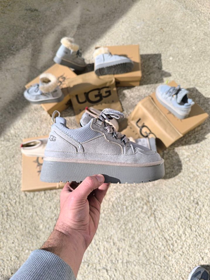 UGG Gri Bağcıklı Platform Topuklu Kadın Bot - Görsel 4