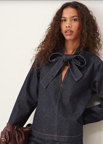 Kadın Denim Fiyonklu Ceket - Görsel 3