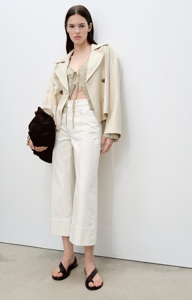 Bej V Yakalı İnce pamuk dokulu - Görsel 2