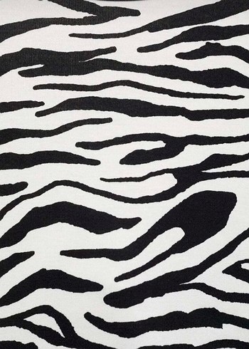 Zebra Desenli Uzun Drapeli Kadın Elbise - Görsel 4