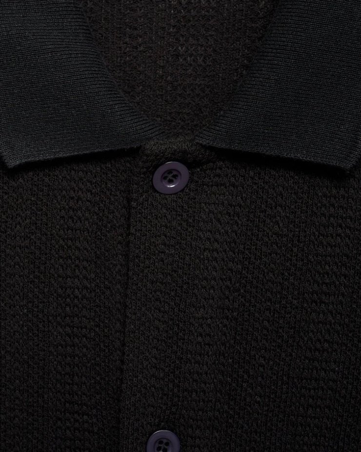 Erkek Siyah Kısa Kollu Keten Polo Tişört - Görsel 5