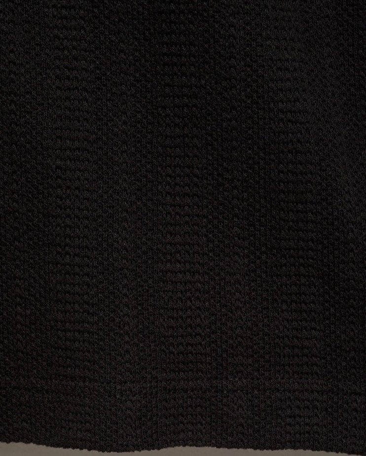 Erkek Siyah Kısa Kollu Keten Polo Tişört - Görsel 4