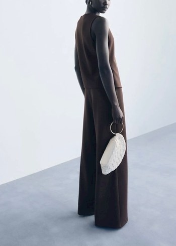 Kahverengi Kadın Midi Kumaş Pantolon - Görsel 3