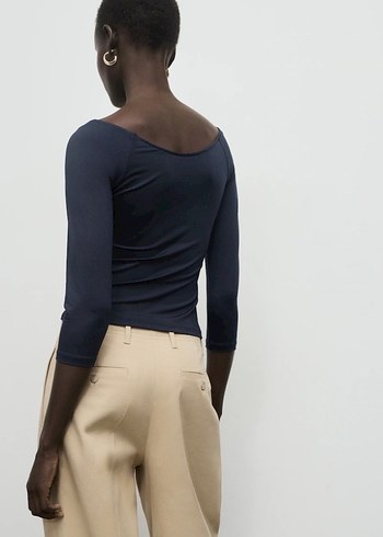 Truvakar Kollu Lacivert Kadın Bluz - Görsel 2