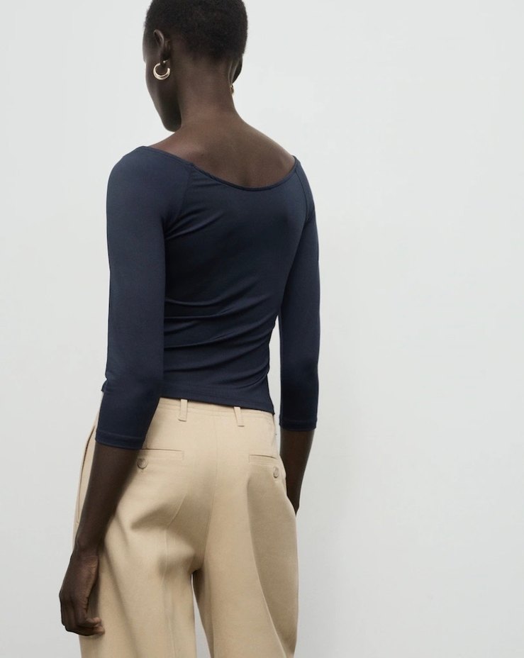 Truvakar Kollu Lacivert Kadın Bluz - Görsel 2