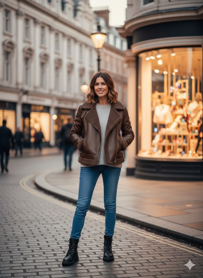 Kahverengi Kürklü Deri Ceket - Görsel 2