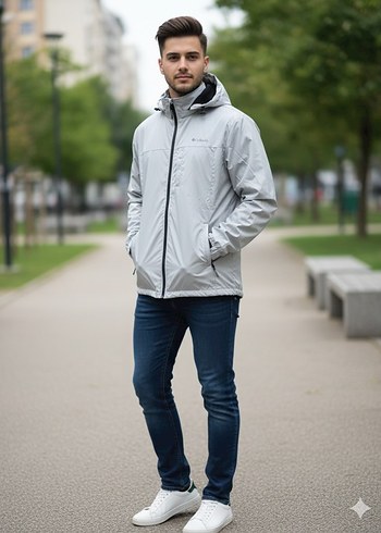 Kapüşonlu Fermuarlı Erkek Yağmurluk - Görsel 3