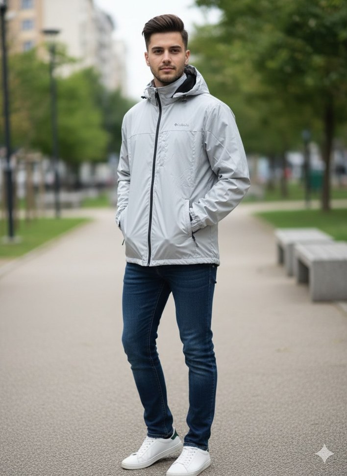 Kapüşonlu Fermuarlı Erkek Yağmurluk - Görsel 3