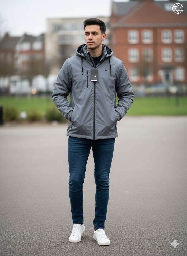 Kapüşonlu Fermuarlı Erkek Yağmurluk - Görsel 2