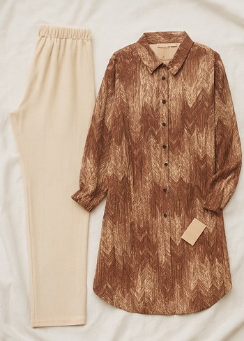 Bej Uzun Kollu Salaş Tunik - Görsel 3