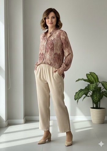 Bej Uzun Kollu Salaş Tunik - Görsel 2