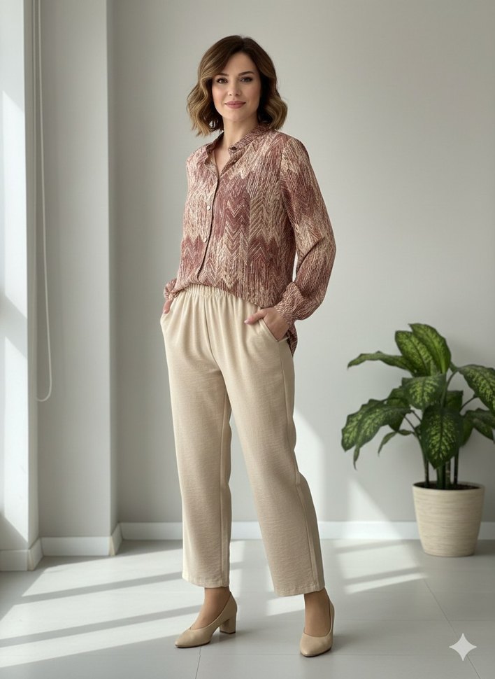 Bej Uzun Kollu Salaş Tunik - Görsel 2