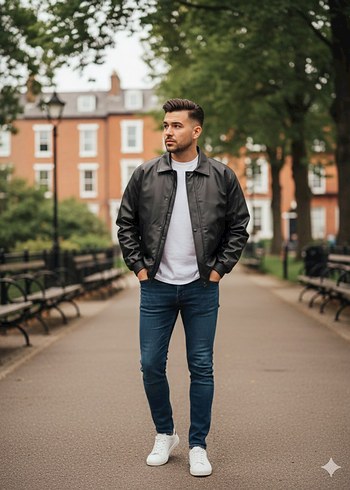 Gri Kürklü Siyah Deri Erkek Ceket - Görsel 7