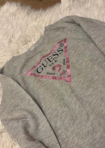 diğer Beden Guess Gri Uzun Kollu Pamuklu Tişört