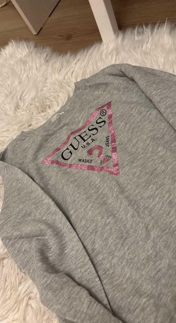 Guess Gri Uzun Kollu Pamuklu Tişört - Görsel 3