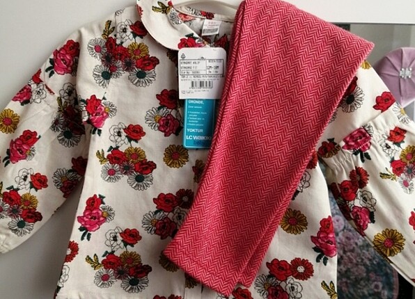 Altı tayt beli lastikli üstü poplin gömlek takım