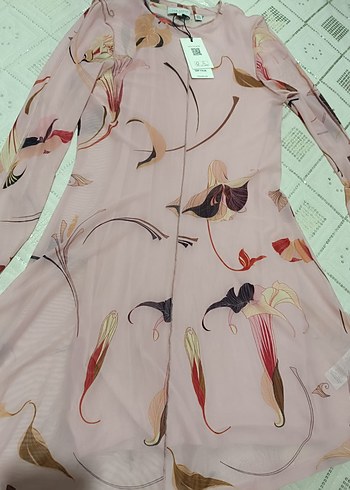 Ted Baker Pembe Desenli Transparan Mini Elbise yeni ve etiketli - Görsel 6
