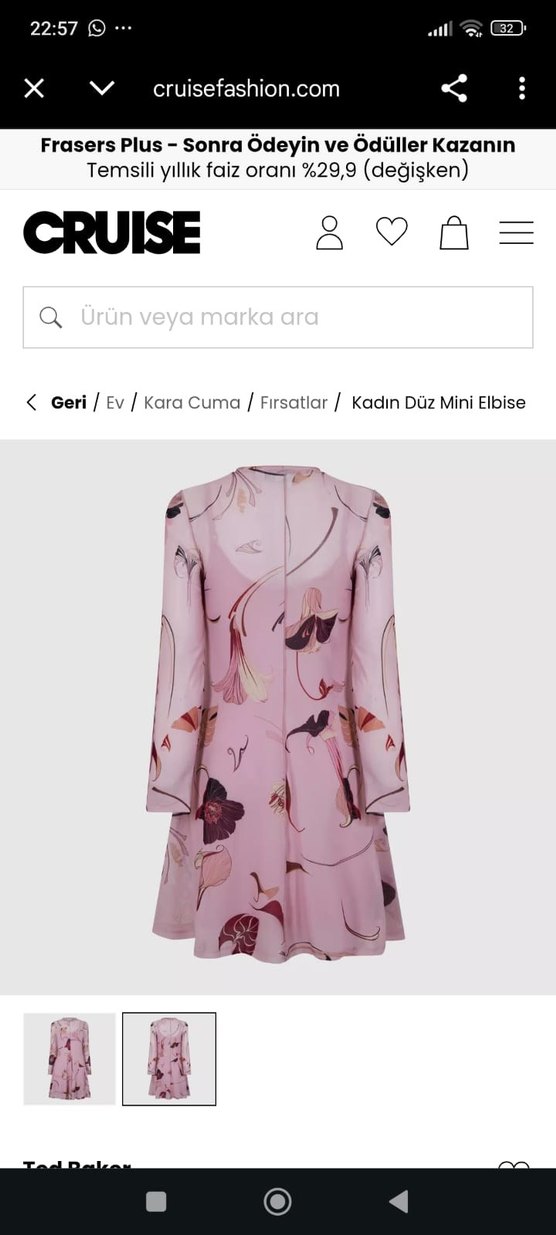 Ted Baker Pembe Desenli Transparan Mini Elbise yeni ve etiketli - Görsel 2