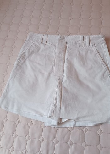 Kadın Beyaz Yüksek Bel Mini Jean Şort