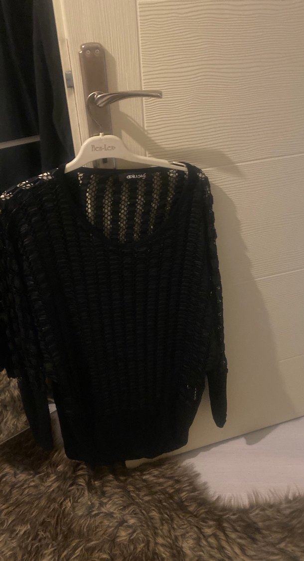 Kadın Siyah Örgü Uzun Kollu Kazak - Görsel 4