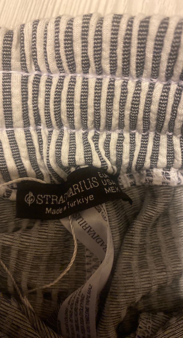 Kadın Çizgili Pamuklu Bol Kesim Pantolon - Görsel 2