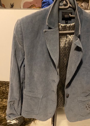 Gri yeşil tonunda kadife ceket - Görsel 4