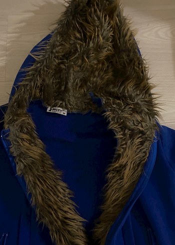 Kürk Detaylı Mavi Kadın Ceket - Görsel 2