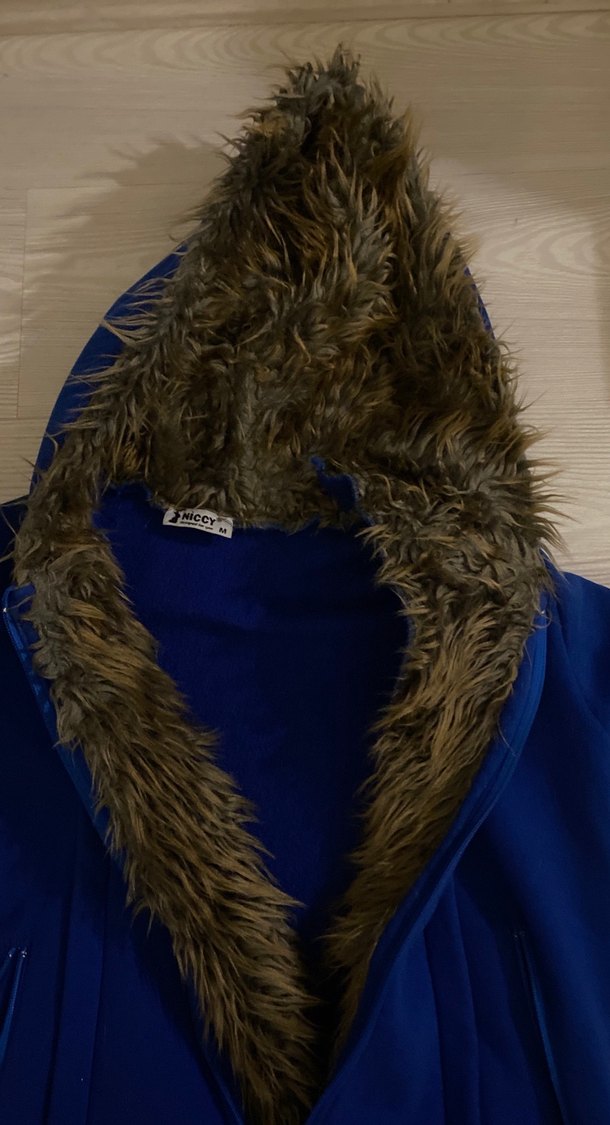 Kürk Detaylı Mavi Kadın Ceket - Görsel 2