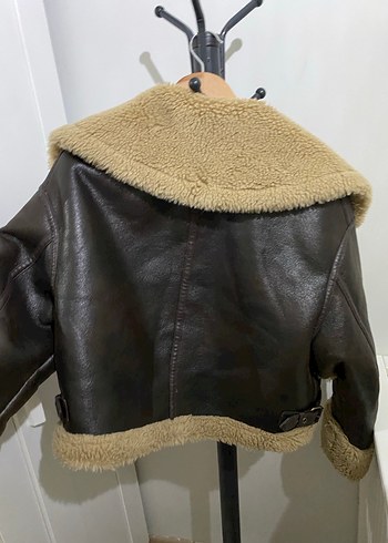 Kahverengi Deri Tüylü Ceket - Görsel 11