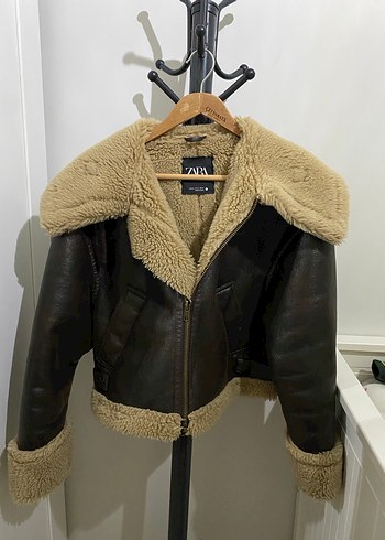 Kahverengi Deri Tüylü Ceket - Görsel 12