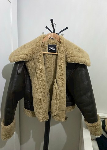 Kahverengi Deri Tüylü Ceket - Görsel 2