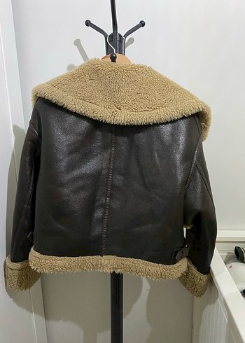 Kahverengi Deri Tüylü Ceket - Görsel 8