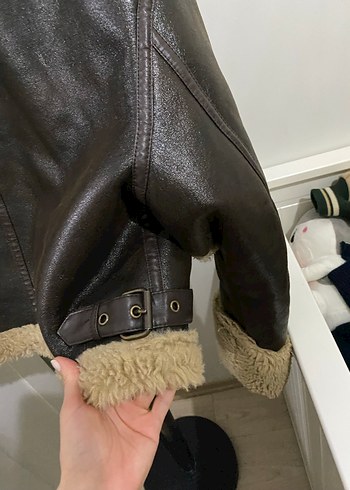 Kahverengi Deri Tüylü Ceket - Görsel 10