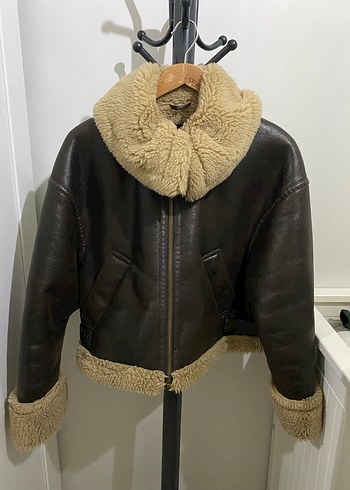 Kahverengi Deri Tüylü Ceket - Görsel 13