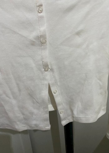 Düğmeli Beyaz Uzun Kollu Bluz - Görsel 7