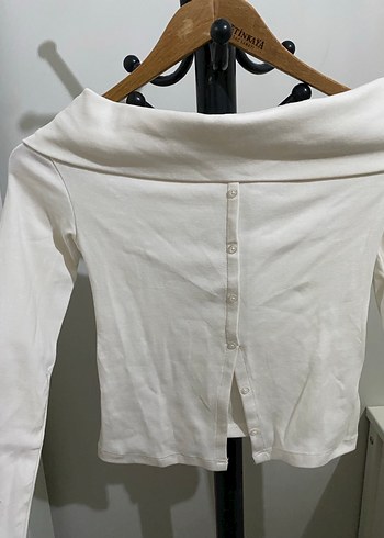 Düğmeli Beyaz Uzun Kollu Bluz - Görsel 3