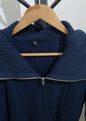 Fermuarlı Lacivert Kadın Triko Hırka - Görsel 5